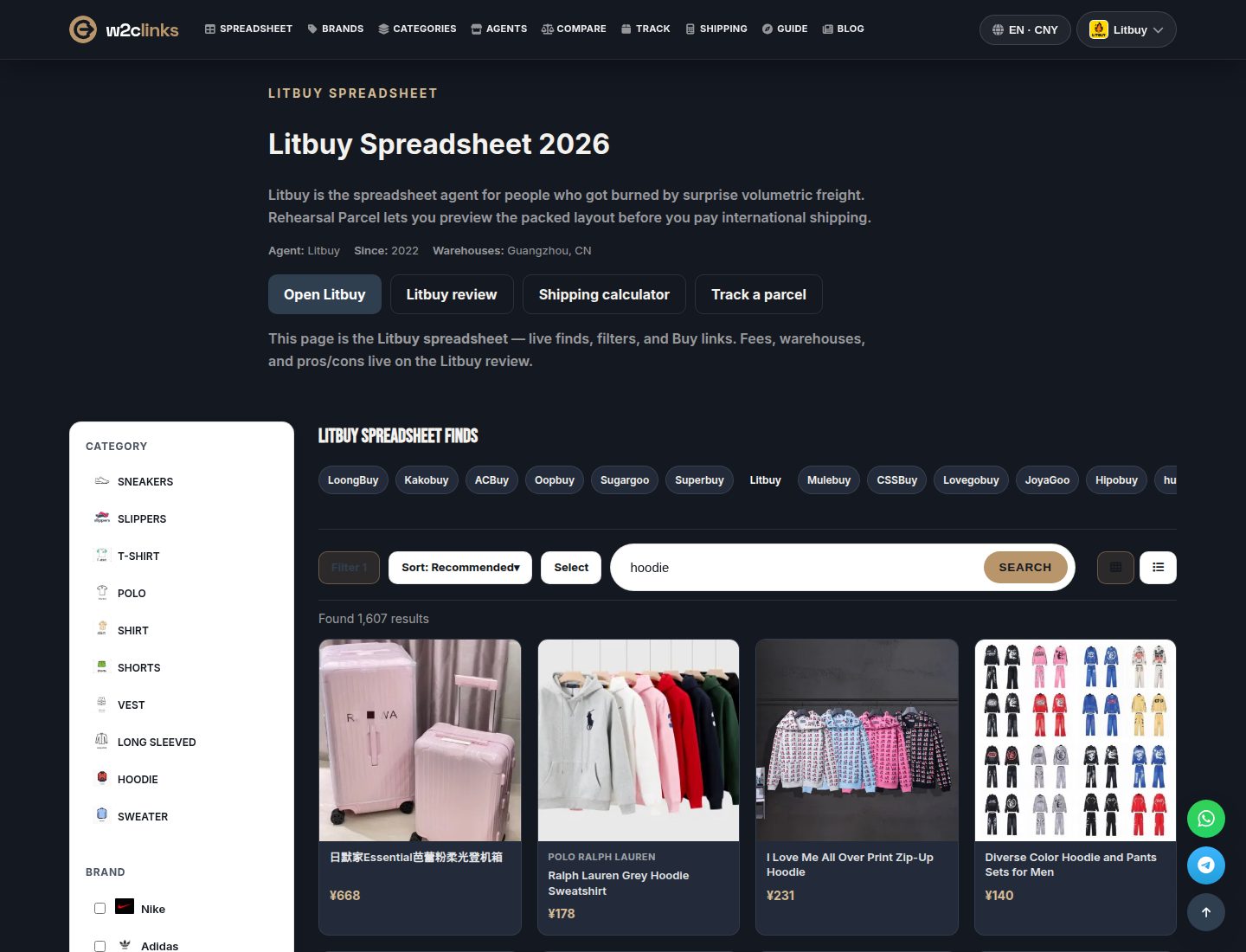 Hoodie search in the LitBuy catalogue on w2clinks
